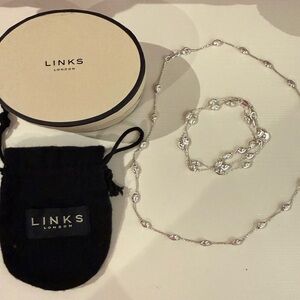 Links of London Sterling Silver Beaded Link Chain Necklace & Bracelet Set